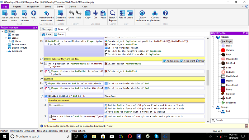 2D Air Force Combat Game Using gdevelop Engine